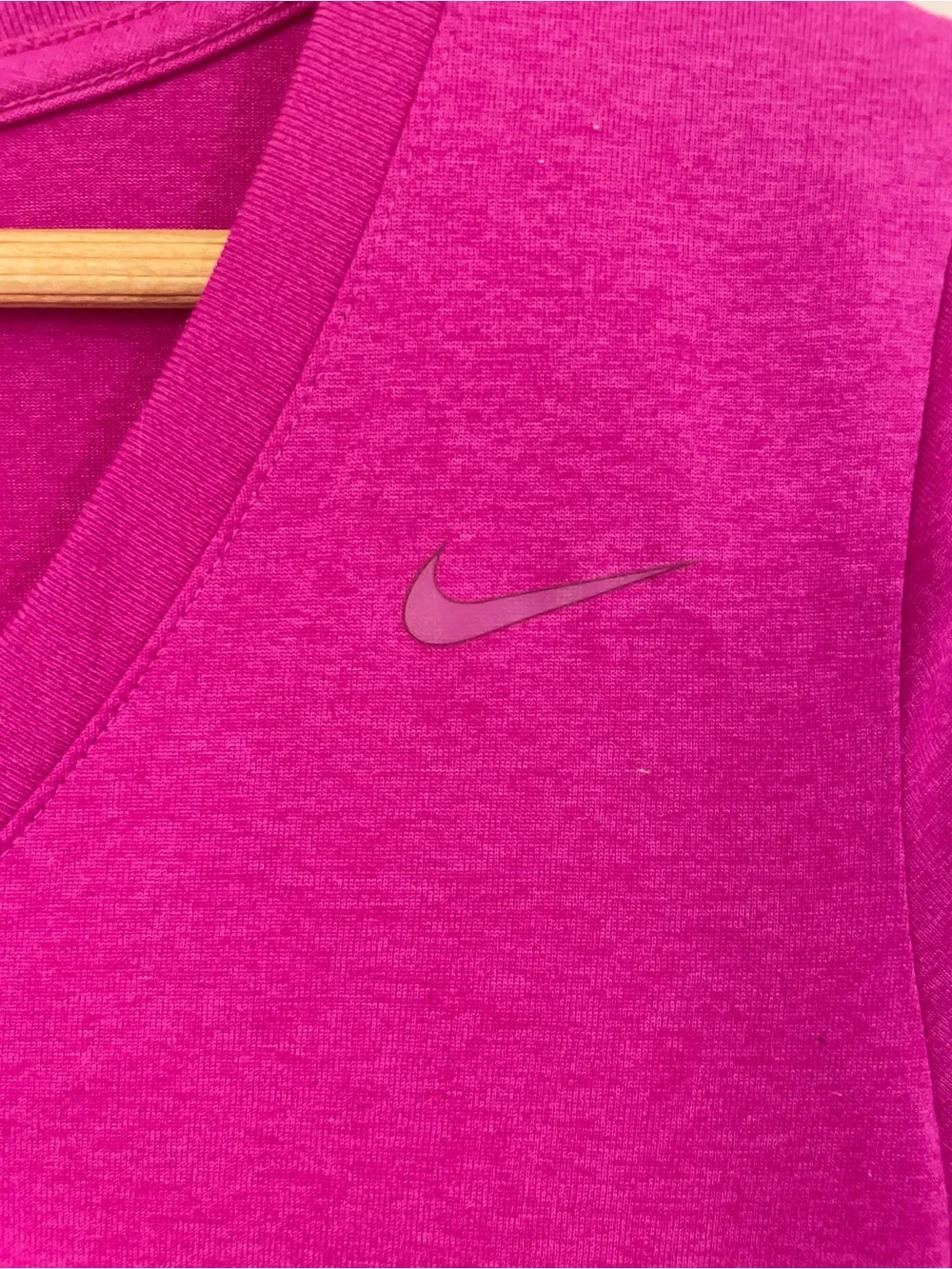 Nike Women’s V-Neck Dry Fit Active Tee - Fuchsia Pink